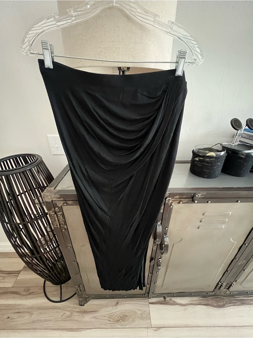 Helmut Lang Black Draped Ruched Floor-Length Maxi Skirt Size S - Picture 5 of 7